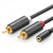 Ugreen 3.5mm Female to 2 RCA Male Audio Cable - 0.20M (Gray) (AV102/10561)