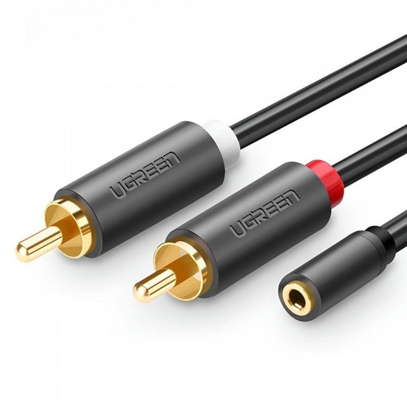 Ugreen 3.5mm Female to 2 RCA Male Audio Cable - 0.20M (Gray) (AV102/10561)