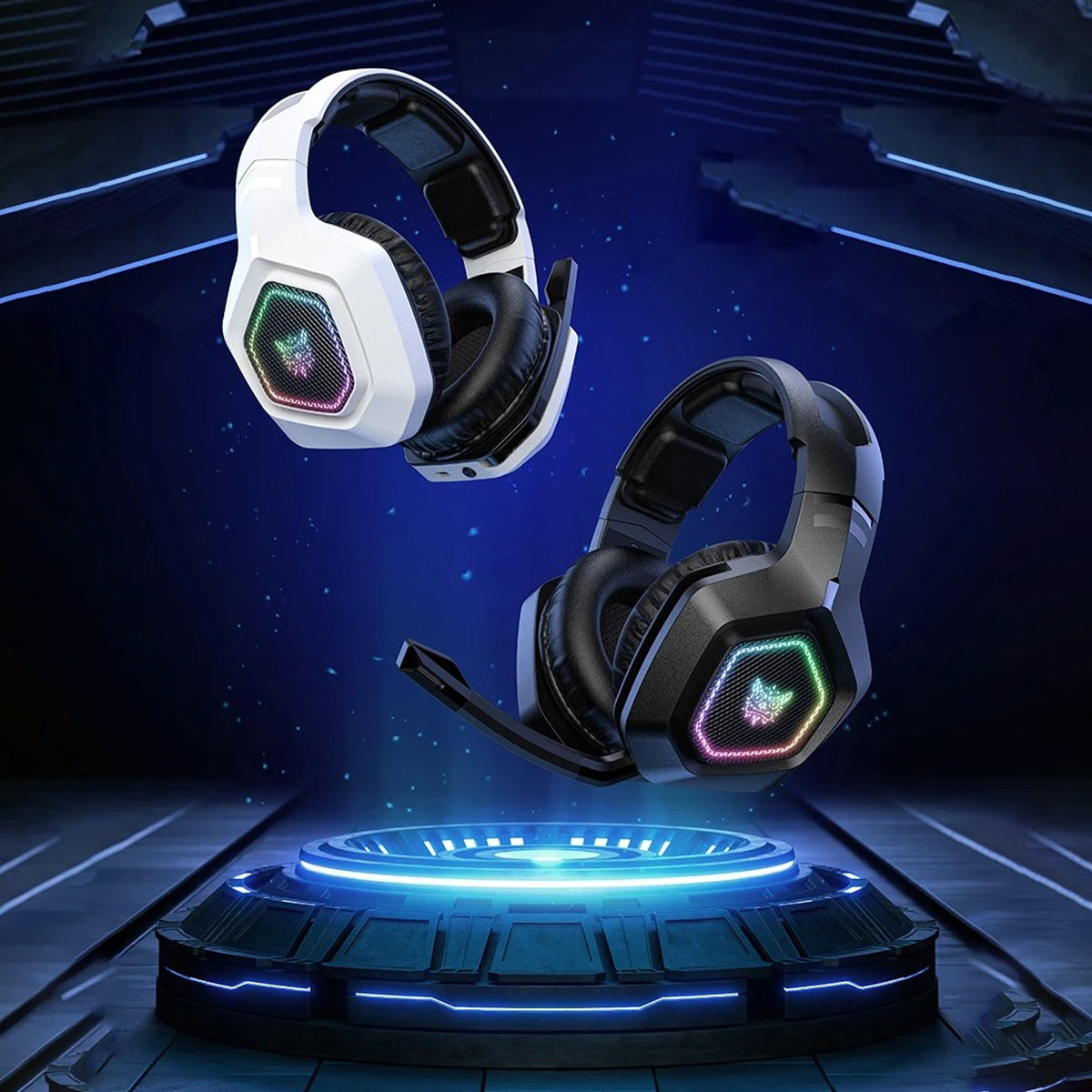 Onikuma B100 RGB Tri-Mode Gaming Headset (Black, White)
