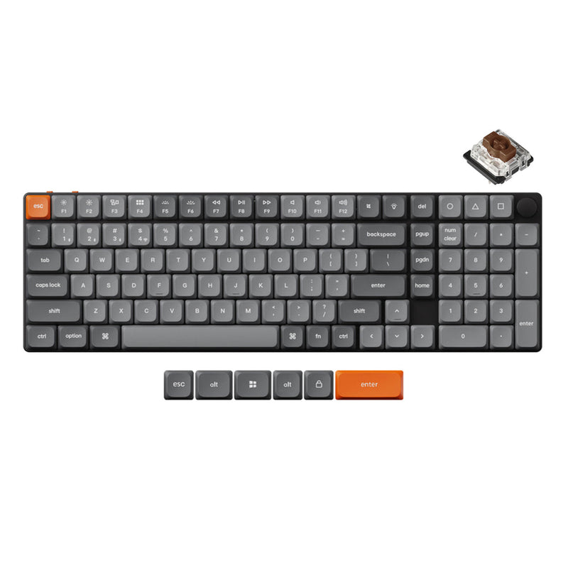 Keychron K17 Max QMK RGB Backlight Hot-Swappable Wireless Custom Mechanical Keyboard (Low Profile Gateron Mechanical Brown Switch/Red Switch) (K17M-H3, K17M-H1)