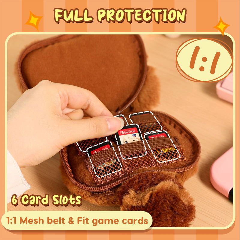 IINE Brown Bear Game Card Plush Storage Case for Switch (L973)