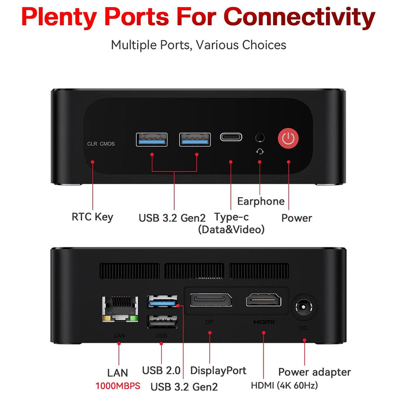 Beelink SER5 Pro AMD Ryzen 7 Pro 5850U Processor 32GB RAM 1TB SSD Windows 11 Pro Mini PC (Black)