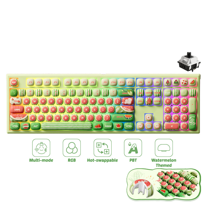 Akko x MonsGeek MG108B Watermelon Multi-Mode RGB Hot-Swappable Mechanical Keyboard (Akko V3 Piano Pro Switch)