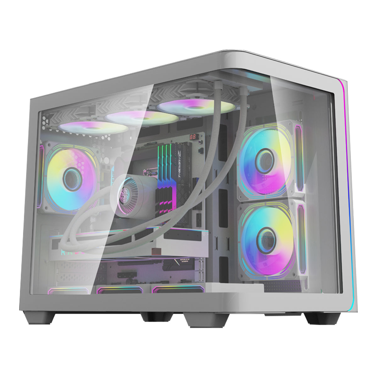Darkflash L285M Luxury M-ATX PG Gase Curved Glass Panel PC Case (Black, White)