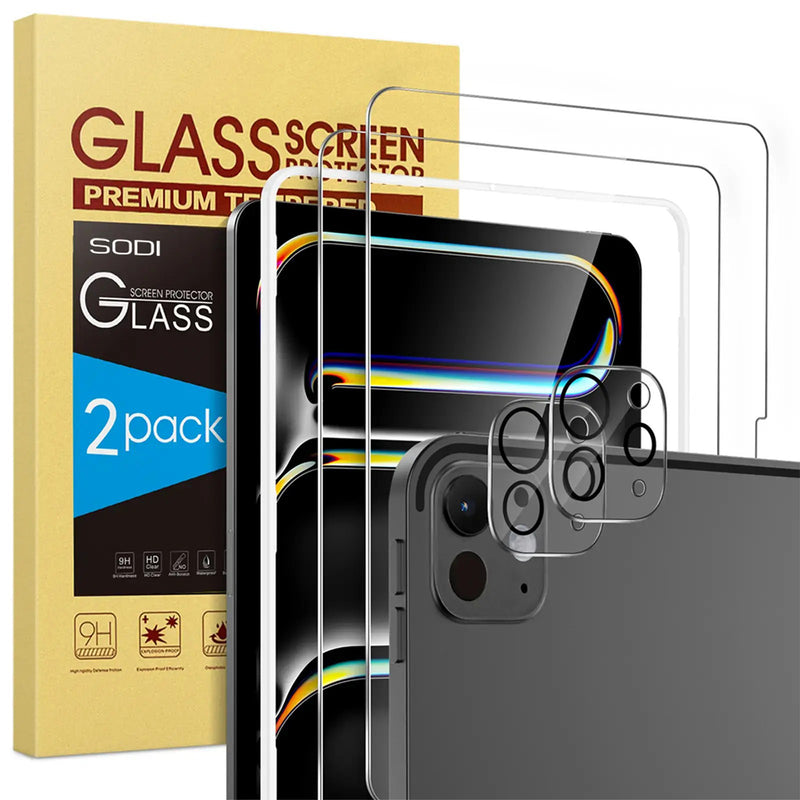 SODI Glass Screen Protector with Cameralens Protector for iPad Pro 11 (2024) (2 Pack)