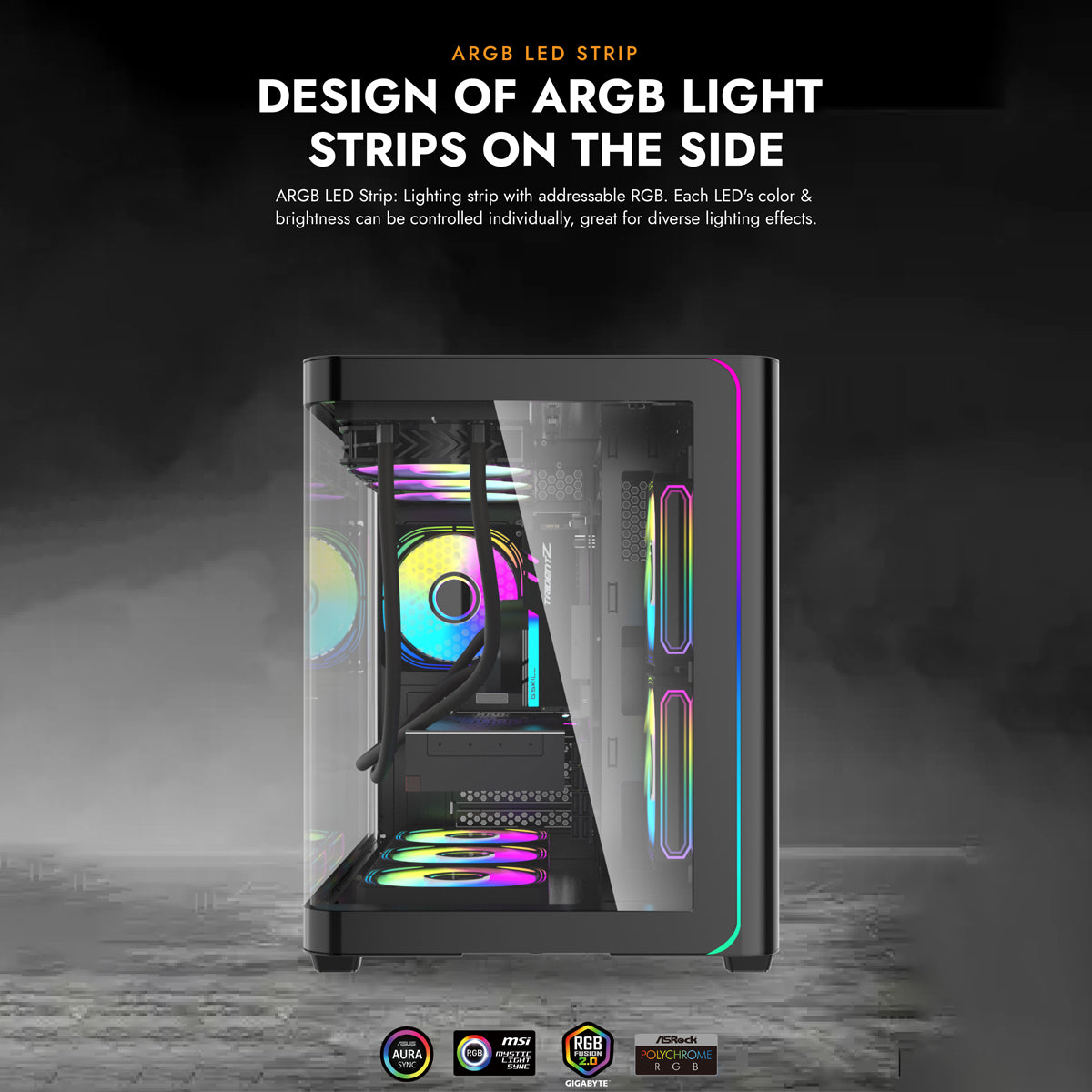 Darkflash L285M Luxury M-ATX PG Gase Curved Glass Panel PC Case (Black, White)