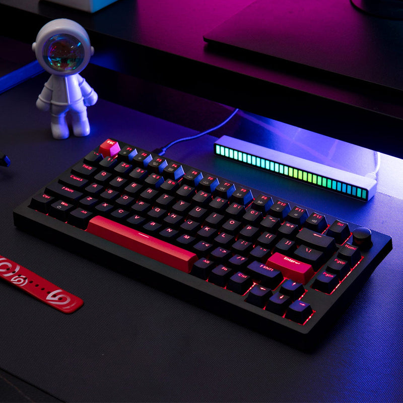 Keychron Lemokey X4 QMK Red Backlight 75% Wired Mechanical Gaming Keyboard - Black-Shine Through Keycap (Brown Switch) (X4-A3)