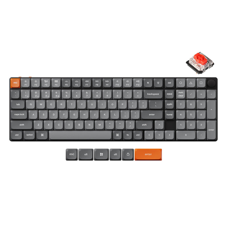 Keychron K17 Max QMK RGB Backlight Hot-Swappable Wireless Custom Mechanical Keyboard (Low Profile Gateron Mechanical Brown Switch/Red Switch) (K17M-H3, K17M-H1)