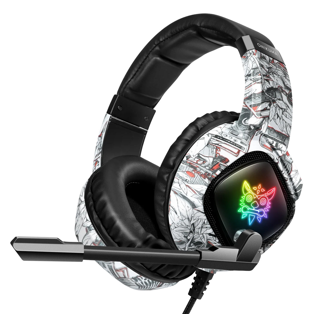 Onikuma K19 Professional Gaming Headset with RGB Led Backlight (Camo Grey, Camo White)