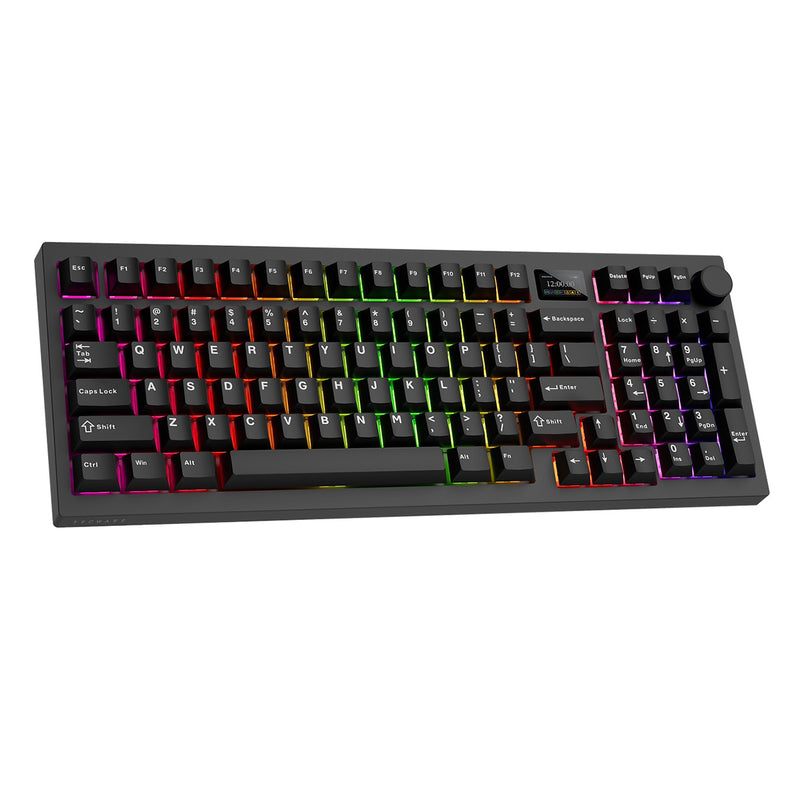 Tecware Spectre 96 RGB Tri-Mode 96-Key Gasket Mounted Mechanical Keyboard with Customizable LCD Display & Volume Knob (Black) 