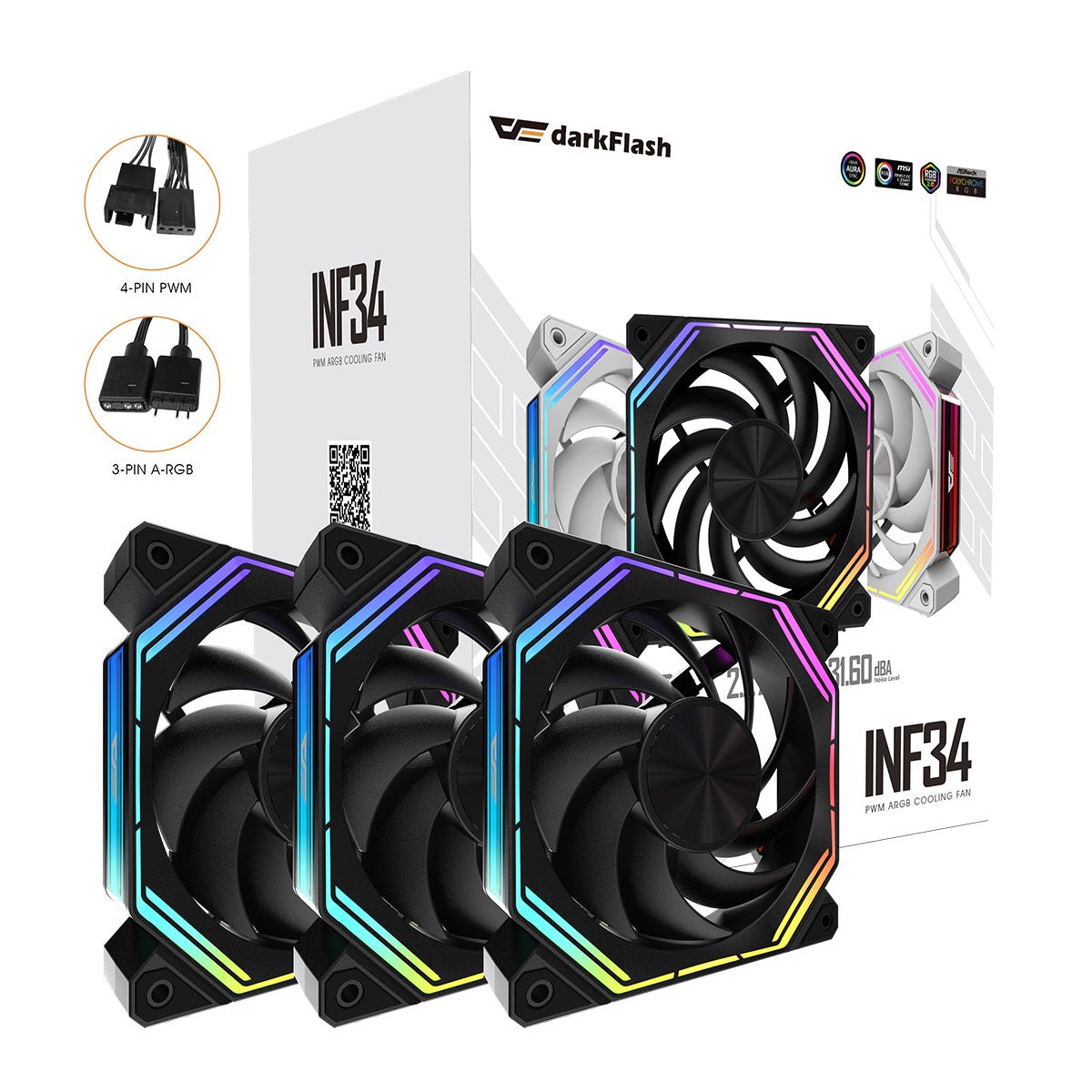 Dark Flash Infinity Reverse Fan Home All products Darkflash Infinity 34 120MM A-RGB Coo...