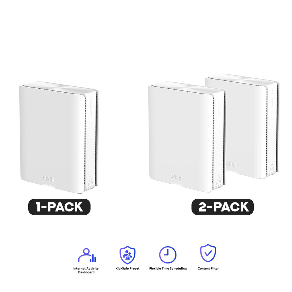 Bezeq Core Router Asus ZenWiFi BQ16 BE25000 Quad Band WiFi 7 Mesh Router (1-Pack, 2-Pack
