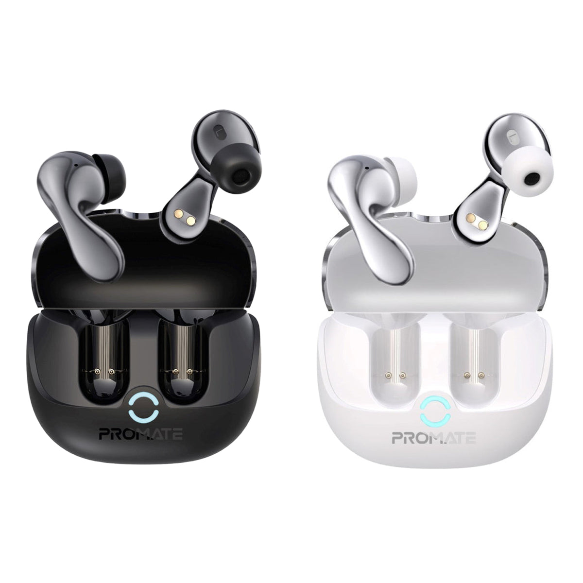 Promate Baton High-Definition Hybrid ANC TWS Earbuds with IntelliTouch (Black, White)