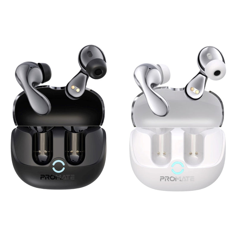 Promate Baton High-Definition Hybrid ANC TWS Earbuds with IntelliTouch (Black, White)