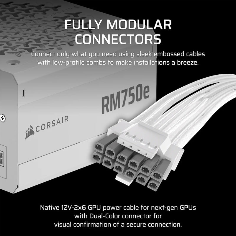 Corsair RMe Series RM750e - Fully Modular Low-Noise ATX Power Supply (White) (CP-9020292-NA)