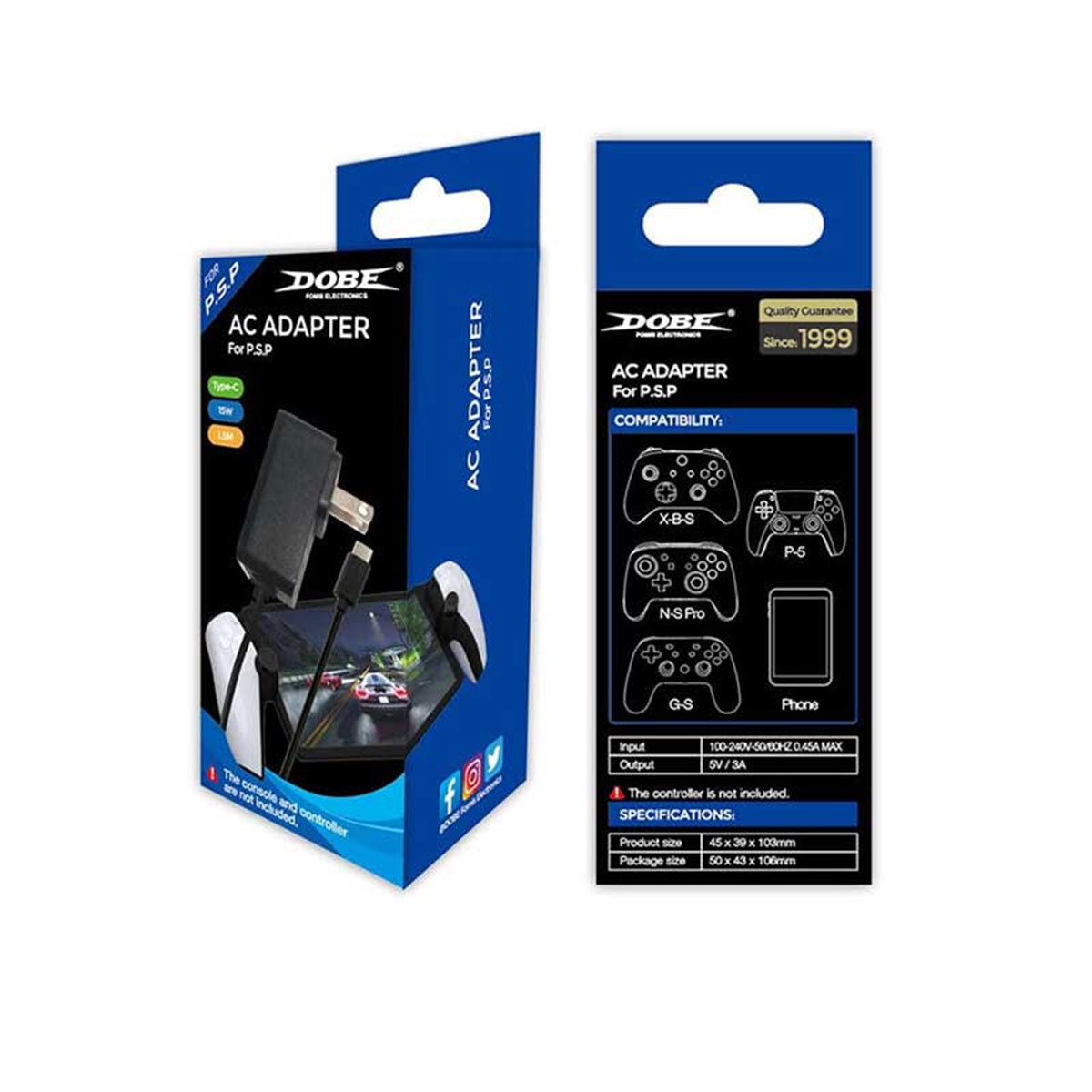 Dobe AC Adapter Type-C 15W 1.5M For Playstation Portal TP5-3596