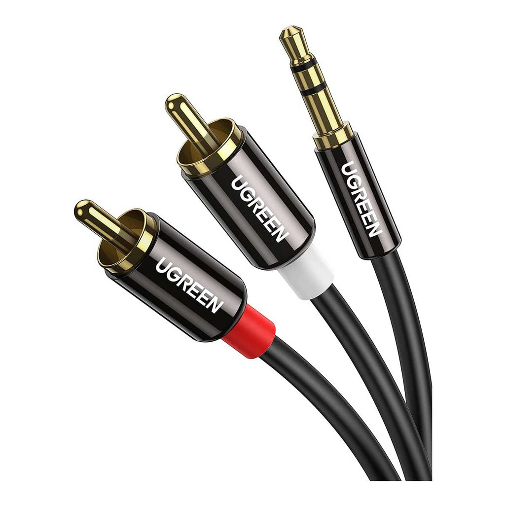 RS PRO Male 3.5mm Stereo Jack to Male RCA x 2 Aux Cable, Black, 2m