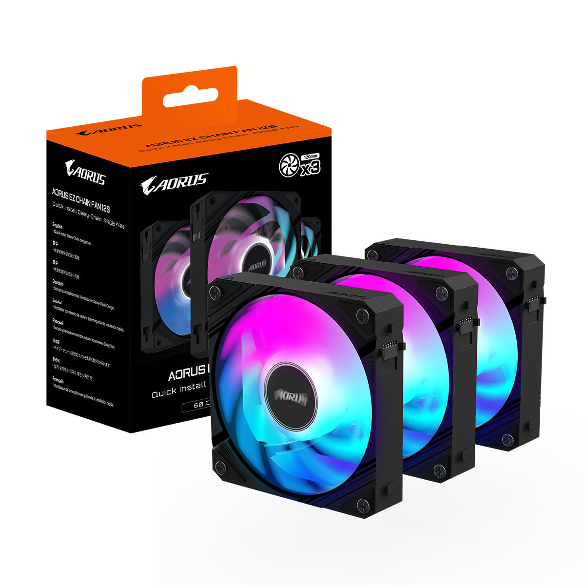 Gigabyte Aorus EZ Chain Fan 120 CPU Cooler (3-Pack) (Black)