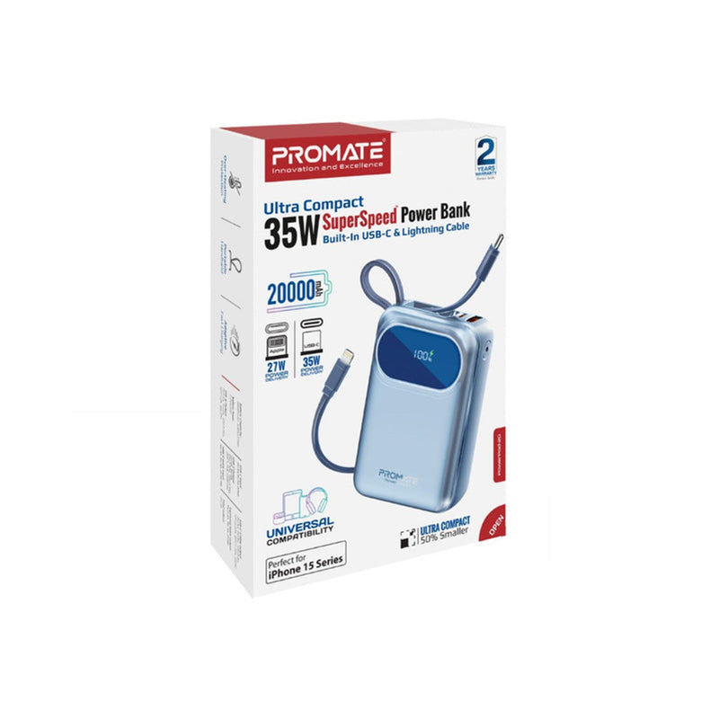 Promate PowerPod-20 20000mAH 35W Ultra Compact Super Speed Power Bank