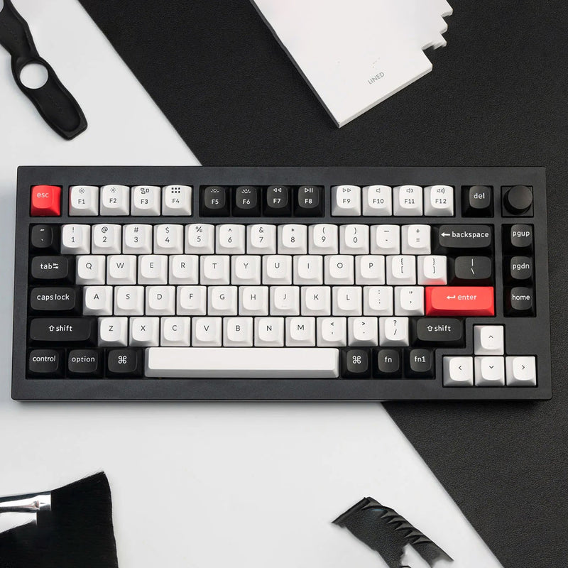 Keychron Q1 HE QMK 75% Fully Assembled Knob RGB Backlight Hot-Swappable Wireless Magnetic Switch Keyboard (Carbon Black, Shell White) (Gateron Double-Rail Magnetic Nebula Switch) (Q1H-M1)