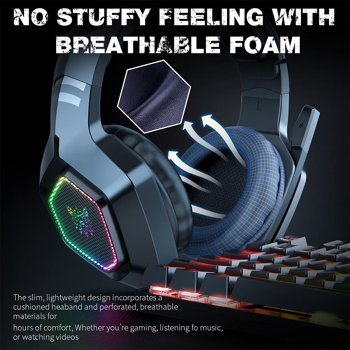 Onikuma K10 RGB 7.1 Wired Gaming Headset (Black)