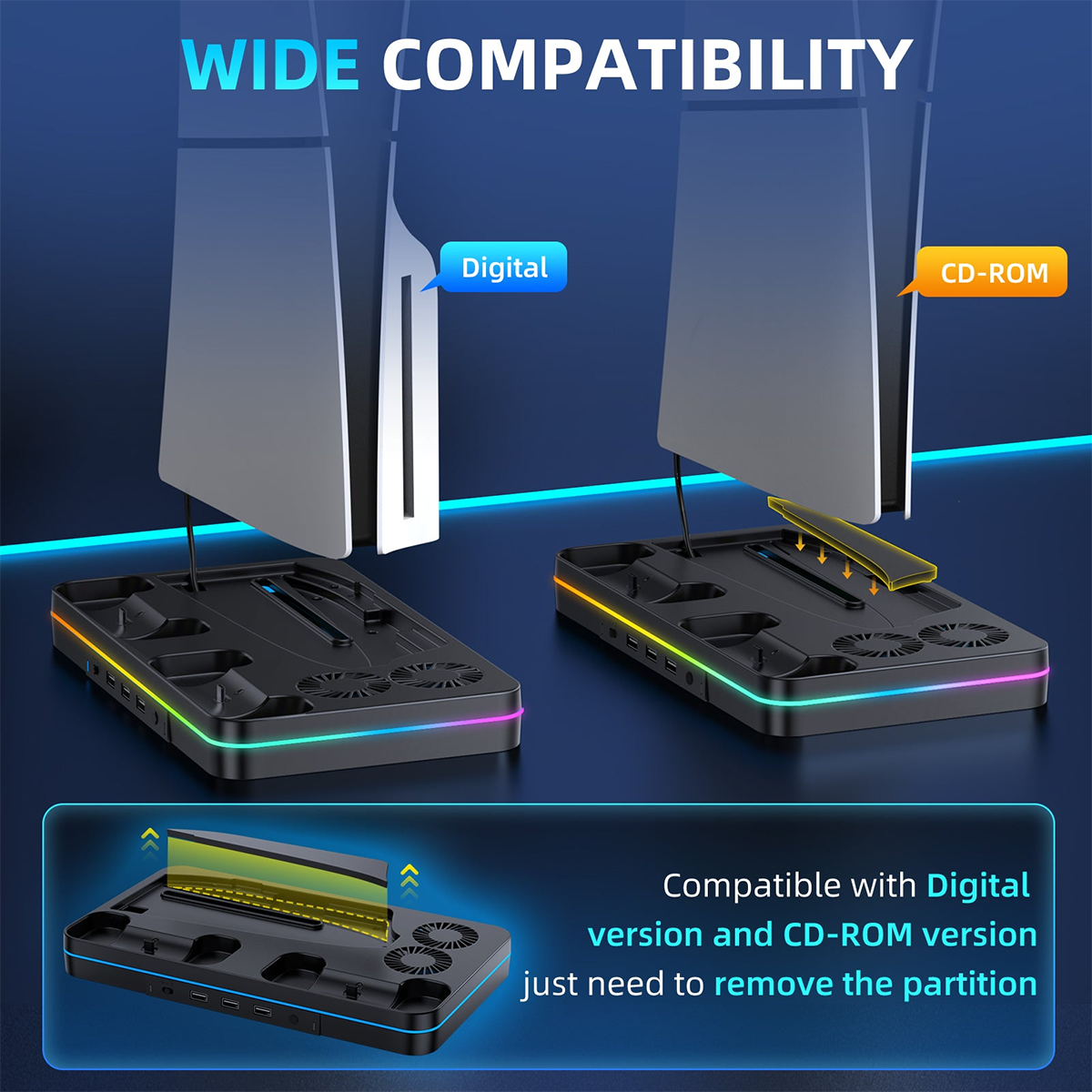 IINE Multi-Functional Cooling Charging Station For PS5 Slim (L939)