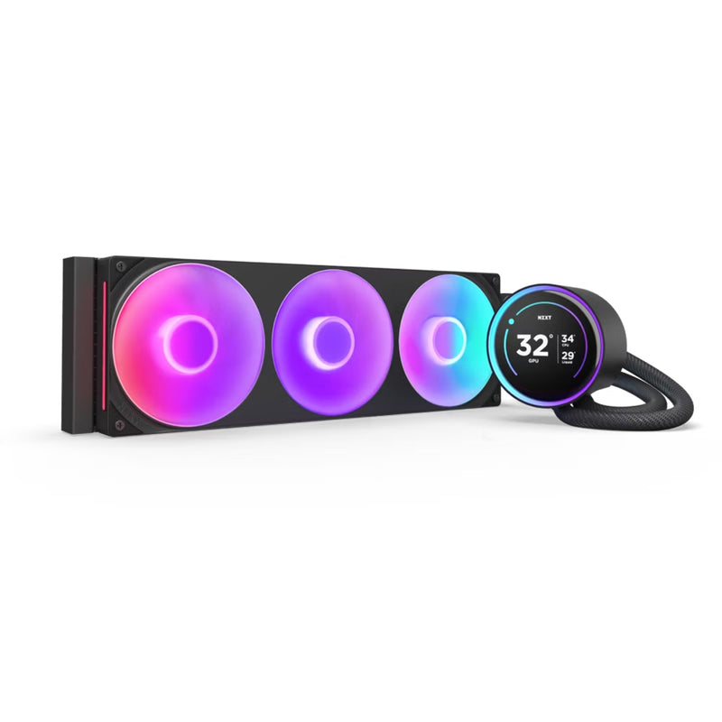 NZXT Kraken Elite 360 RGB 360mm AIO Liquid Cooler with IPS LCD & RGB Core Single-Frame Fan (Black, White) (RL-KR36E-B2, RL-KR36E-W2)