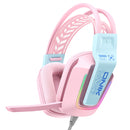 Onikuma X13 RGB Colorful Lighting Wired Gaming Headset with Noise Cancelling Microphone (Pink)