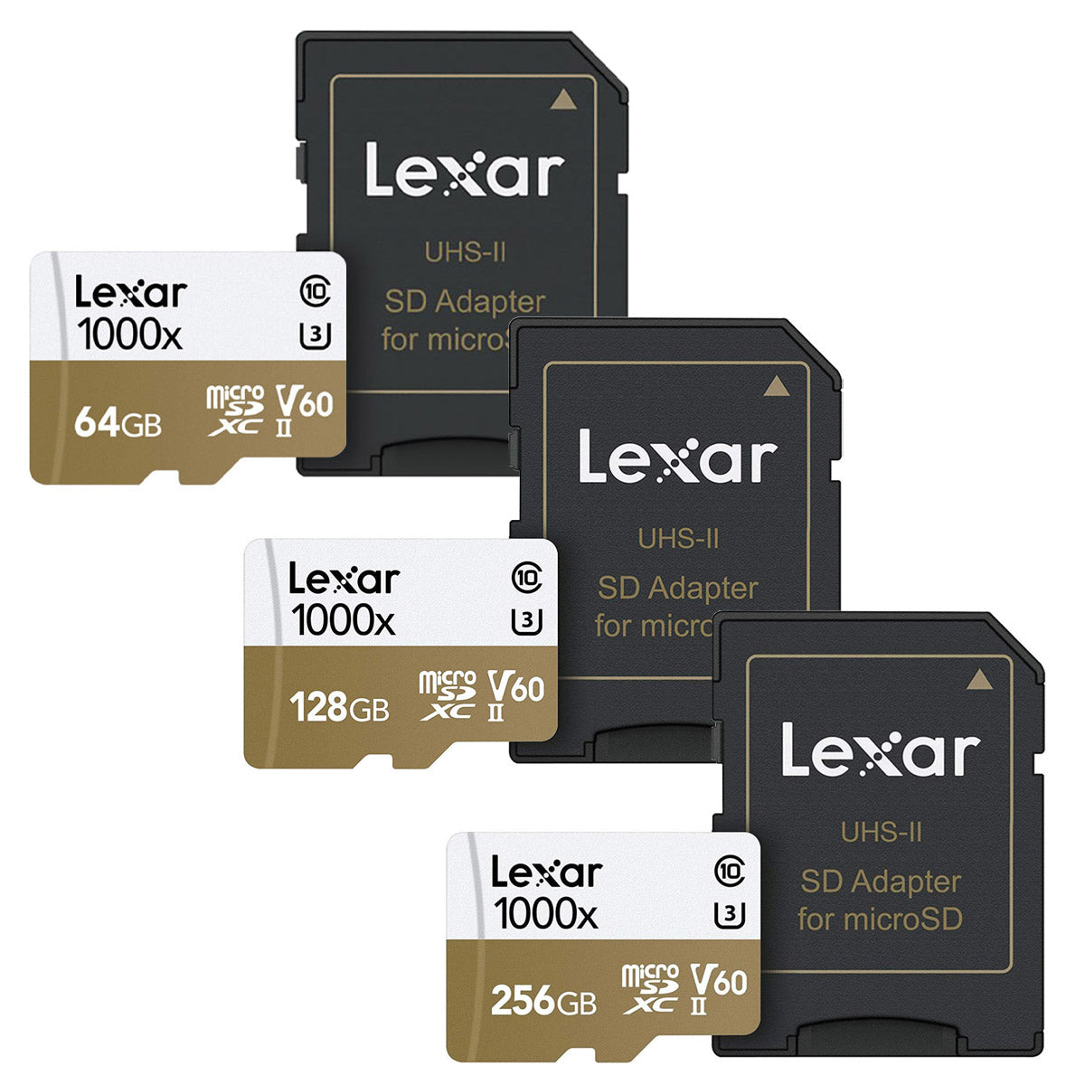 Lexar Professional 1000x microSDXC UHS-II C10 U3 V60 150MB/s Read Memory Card with Adapter
