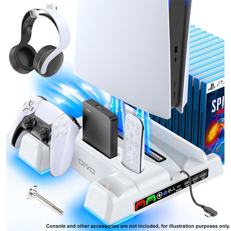 OIVO Cooling Stand with Dual Controller Charger for PS5 Digital / PS5 Disc Edition (White) (NG-P5235X-01OB)