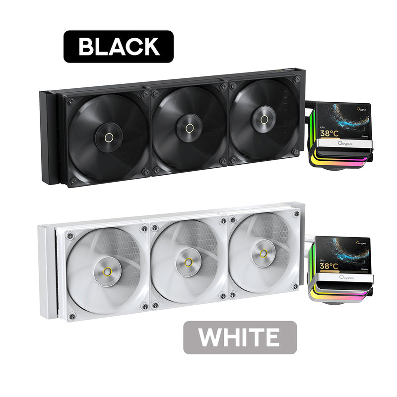 Ocypus Sigma L36 Pro 360mm ARGB AIO Liquid Cooler with 3.5" Square IPS Screen (Black, White)
