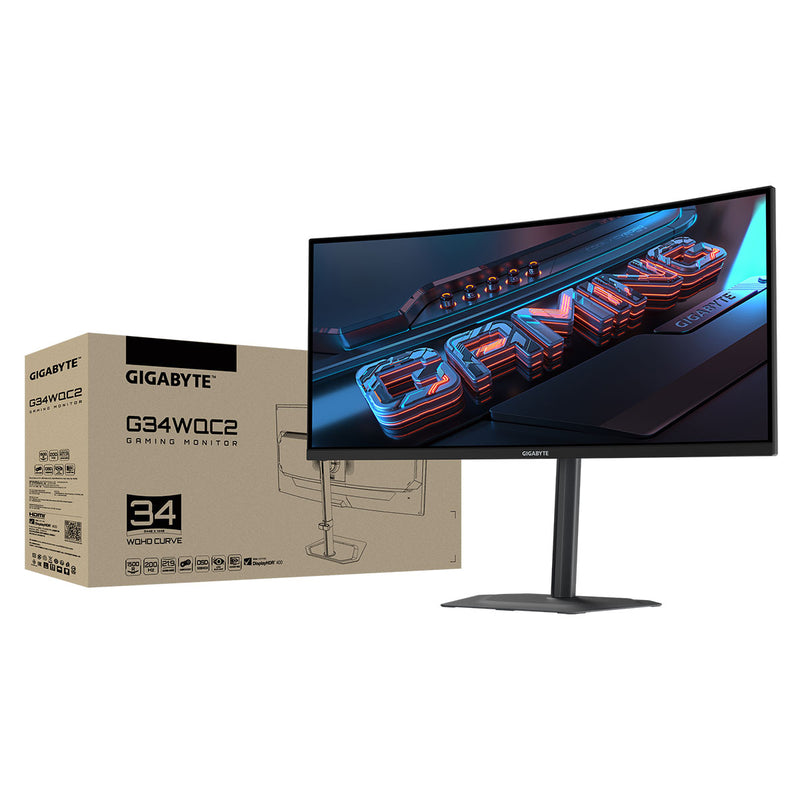 Gigabyte G34WQC2 34" WQHD (3440x1440) 200Hz 1ms GTG VA Curved Gaming Monitor with Tilt, Height & Swivel Adjustment