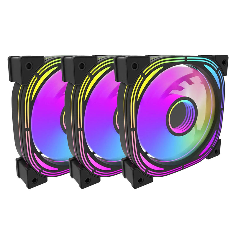DarkFlash Infinity 24 120mm 6pin A-RGB Cooling Fan (3-In-1 Pack) (Black, White)