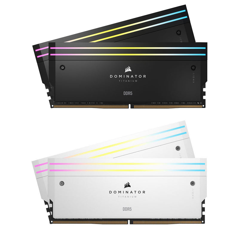 Corsair Dominator Titanium RGB 32GB (2x16GB) DDR5 DRAM 6000MHz CL30 Intel XMP Memory Kit (Black, White)