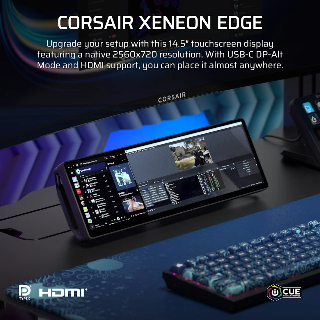 Corsair Xeneon Edge 14.5" (2560x720) 60Hz LCD Touchscreen Monitor | DataBlitz