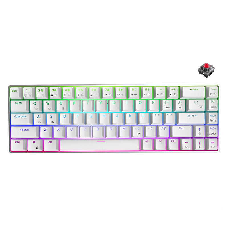 Royal Kludge G68 Tri-Mode RGB 68 Keys Hot Swappable Mechanical Keyboard White