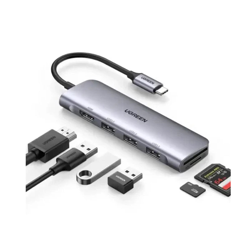 UGreen USB-C 6-IN-1 Multifunction Adapter (Gray) (CM511/20956A)