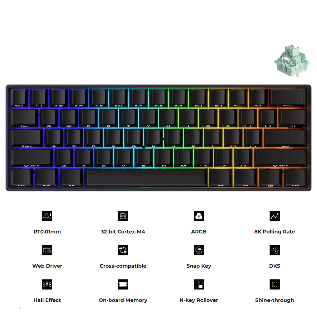 MonsGeek FUN60 Pro SP Shine-Through Black Multi-Mode RGB Mechanical Keyboard | DataBlitz
