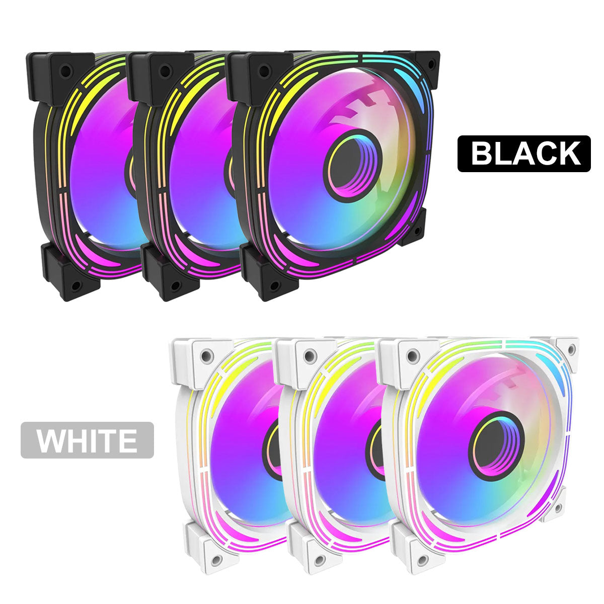 DarkFlash Infinity 24 120mm 6pin A-RGB Cooling Fan (3-In-1 Pack) (Black, White)