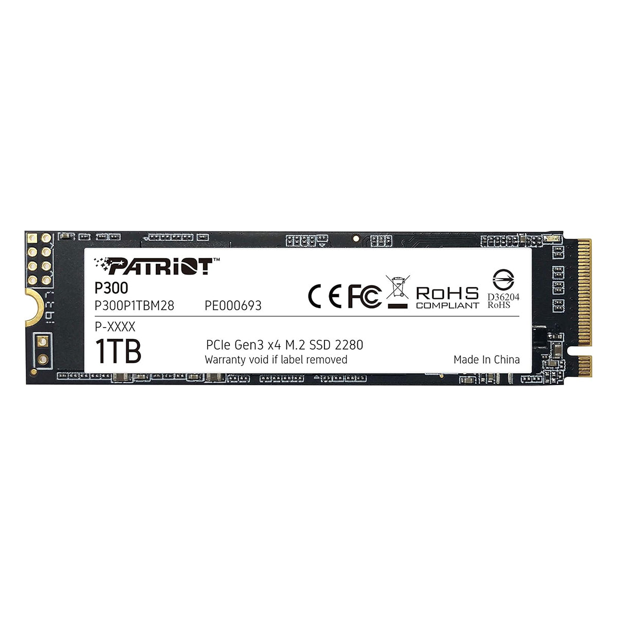 Patriot P300 1TB M.2 2280 PCIe Gen3 x4 SSD with 2100MB/s Read/ 1650MB/s Write (P300P1TBM28)