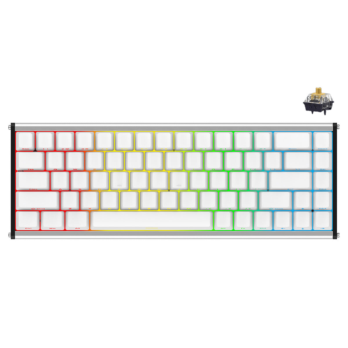Ajazz ALUX68 Max RGB Wired 68-Keys Aluminum CNC Case Hot-Swappable Mechanical Keyboard (White) (Kotec Switch)