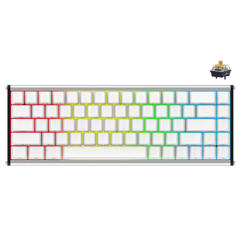 Ajazz ALUX68 Max RGB Wired 68-Keys Aluminum CNC Case Hot-Swappable Mechanical Keyboard (White) (Kotec Switch)