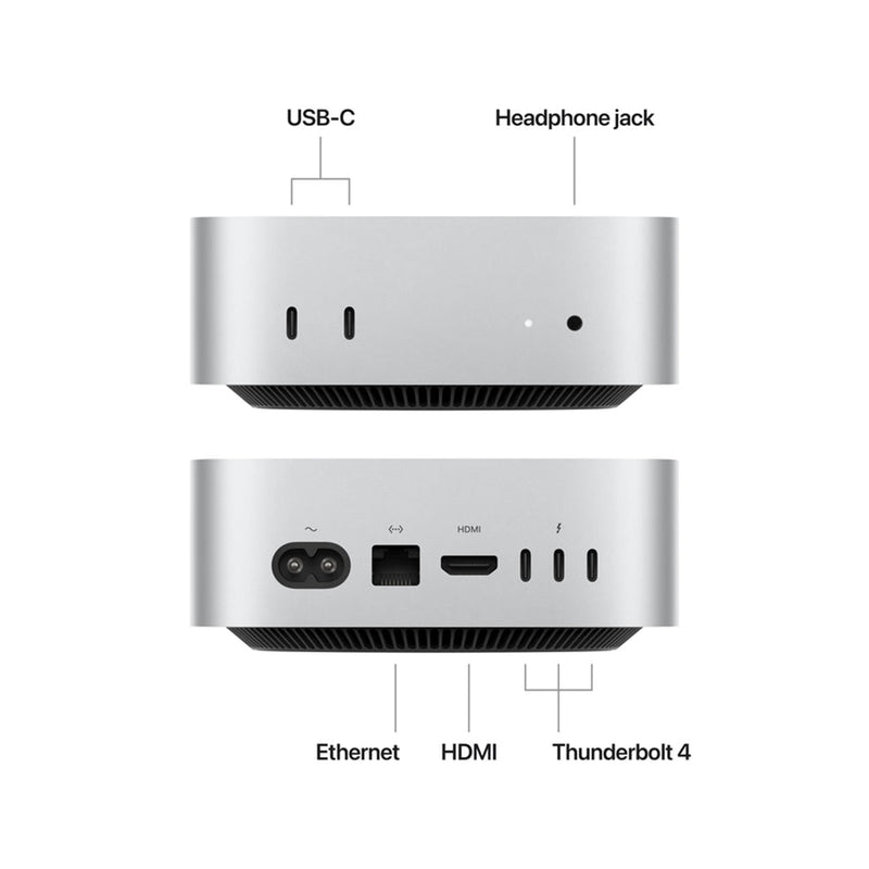 Apple Mac Mini M4 chip with 10-core CPU and 10-core GPU 24GB Unified Memory + 512GB SSD Wi-Fi + Ethernet (Silver) (MCYT4PP/A)