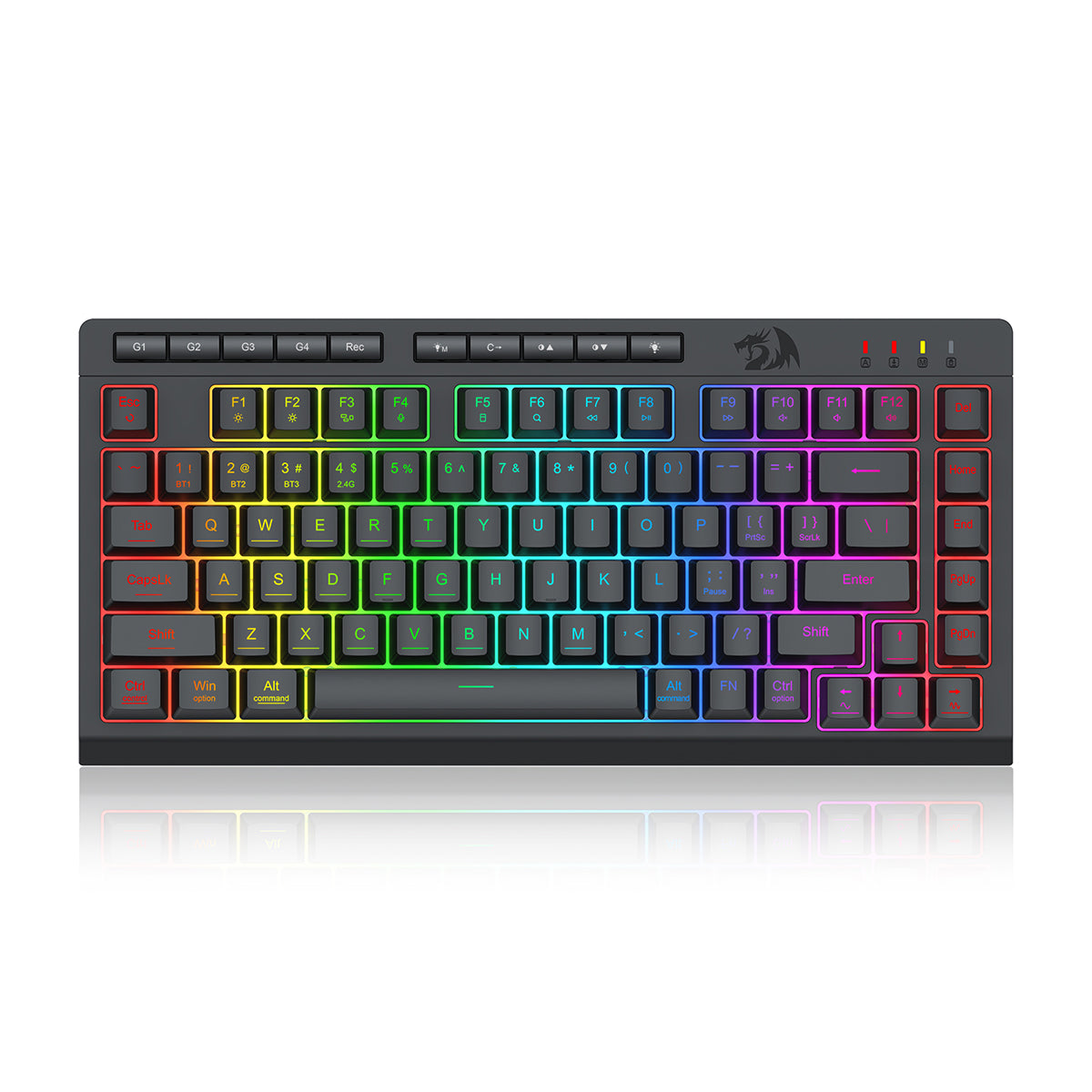 Redragon K524RGB-Pro Crescent Pro 75% Tri-Mode Gaming Keyboard with Macro Keys (Black)