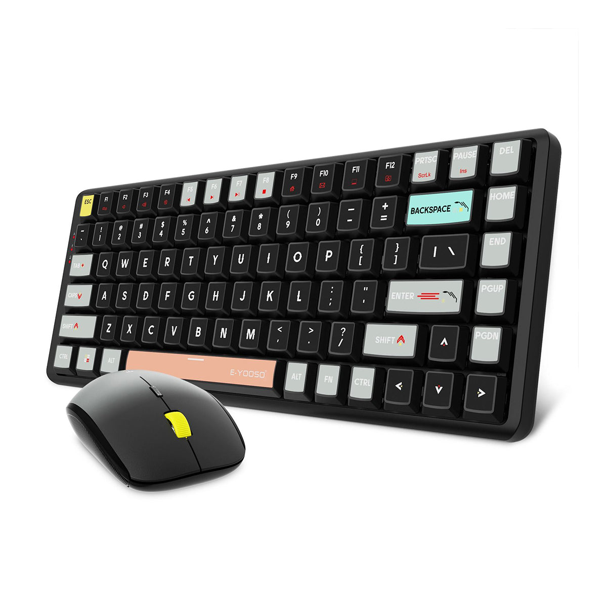 E-Yooso E-797 Wireless Mechanical Keyboard & Mouse Combo (Black/Grey)