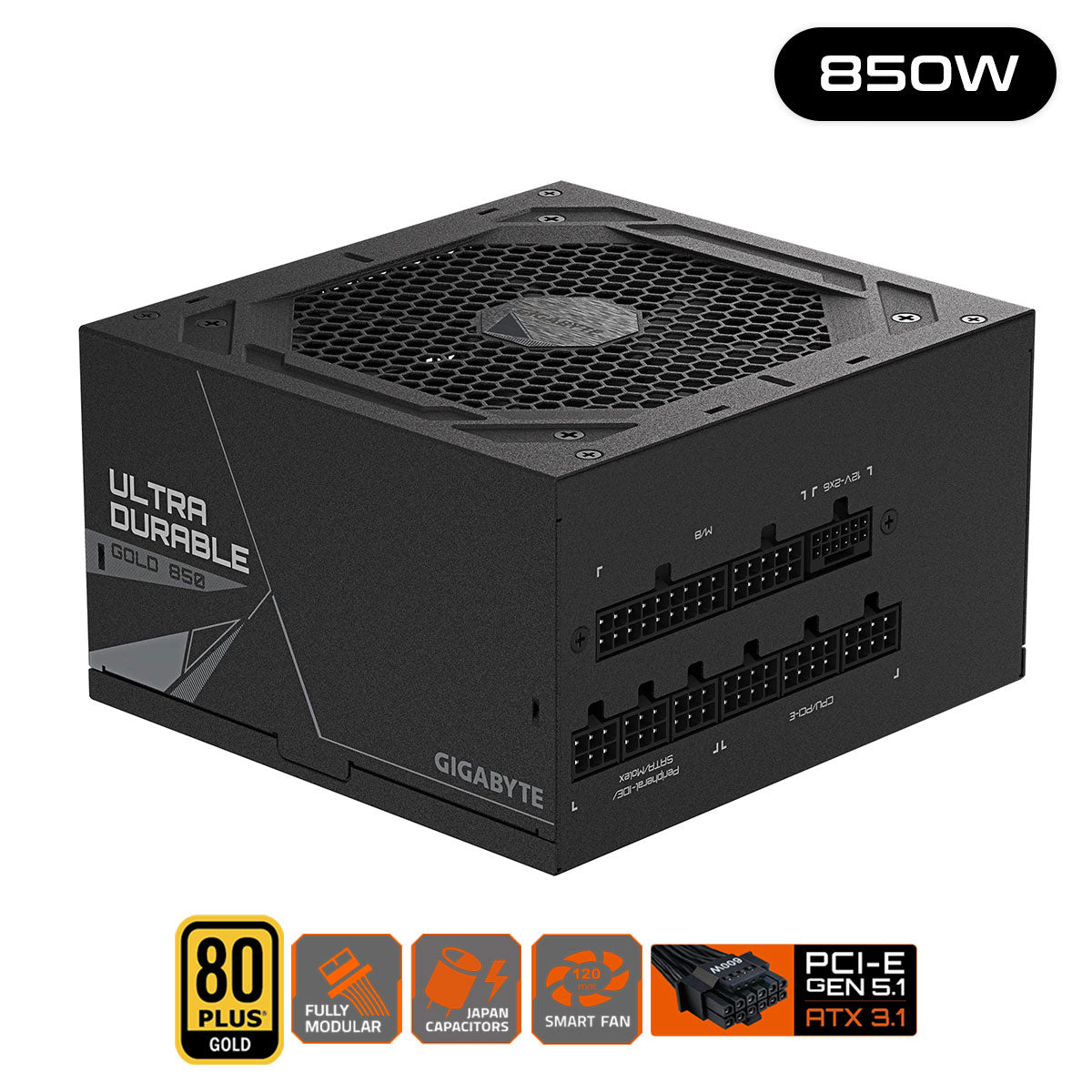 Gigabyte UD850GM PG5 V2 850W ATX 3.1 PCIe Gen 5.1 80+ Gold Modular Power Supply