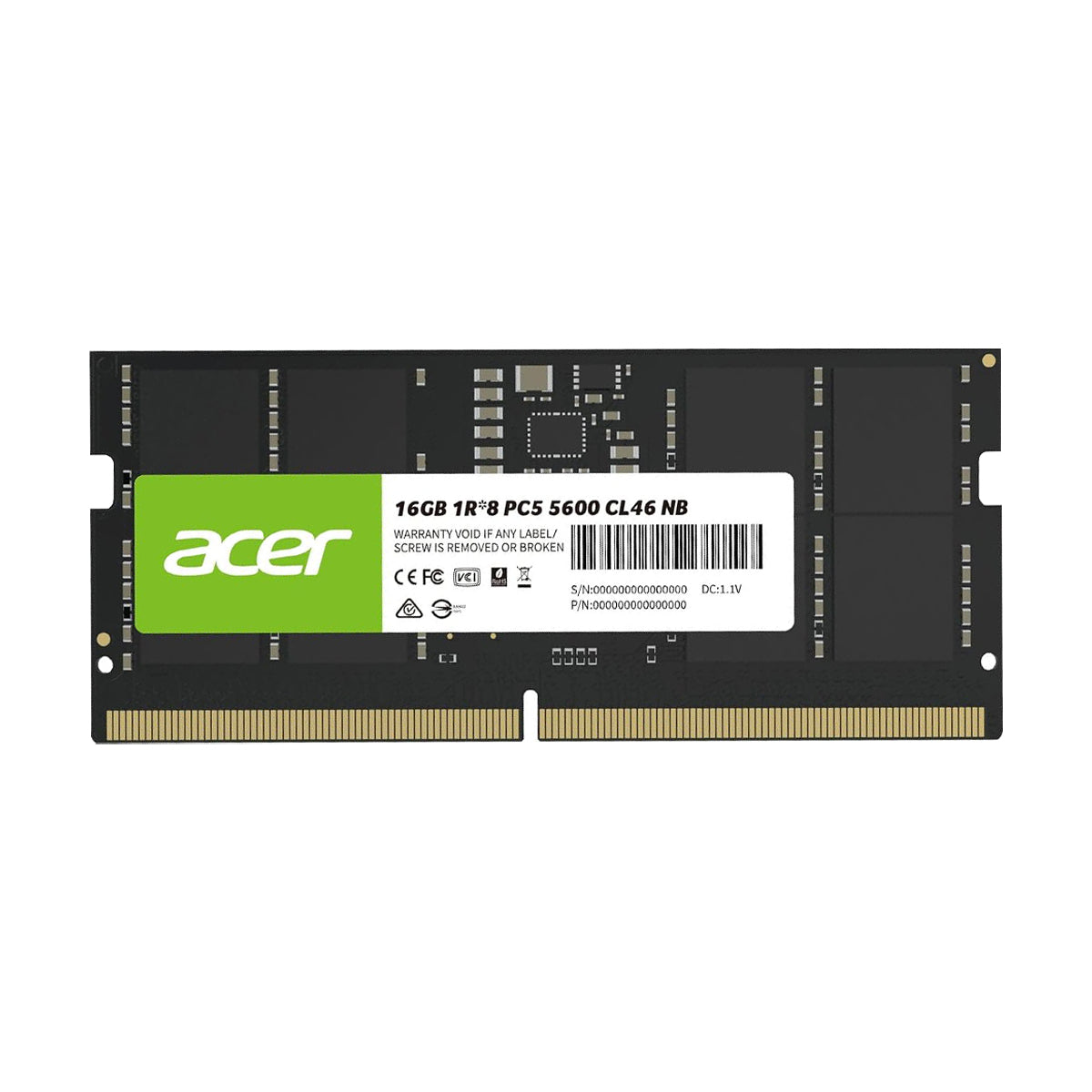 Acer SD200 16GB (1x16GB) 5600MHz CL46 DDR5 SODIMM (BL.9BWWA.414)