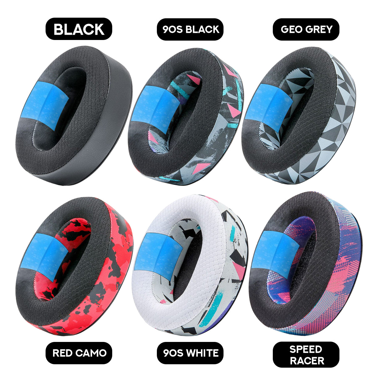 Wicked Cushions Audeze Maxwell Earpads - WC FreeZe Cooling Gel (Black, 90s Black, Geo Grey, Red Camo, 90s White, Speed Racer) (MAXWELLFR-B, MAXWELLFR-90B, MAXWELLFR-GG, MAXWELLFR-RC, MAXWELLFR-90W, MAXWELLFR-SR)