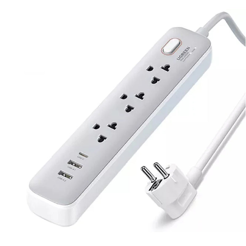 UGreen 30W 3 AC Power Strip With Master Switch 2A1C (White) (CD286/15143)