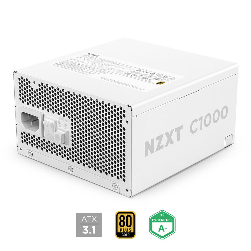 NZXT C1000 Gold 1000W 80+ Gold Fully Modular Low-Noise ATX 3.1 Power Supply (Matte White) (PA-0G2BW-US)